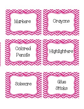 Pink Chevron Classroom Supply Labels by Karen Sotola | TpT