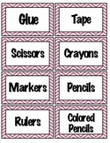 Pink Chevron Classroom Supply Labels
