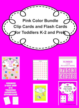 Preview of Pink Color Bundle, Clip Cards and Flash Cards, for Toddlers K-2 and PreK