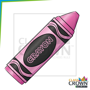 Pink Crayon Clipart – Multiple Variations, Color and Black & White Included