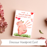 Pink Dinosaur Handprint Card, Valentine's Day Card, Handprint Art