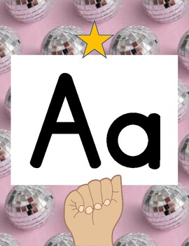 Preview of Pink Disco Alphabet with and without ASL