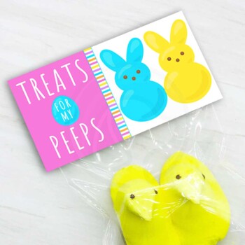 Preview of Pink Easter Treats for My Peeps Printable Bag Toppers, Easter Party Favor Bag