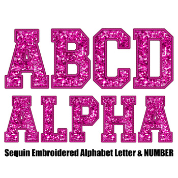 Preview of Pink Faux Embroidered Sequin PNG Alphabet Set