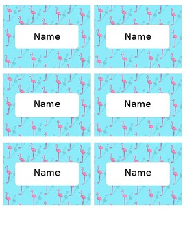 Preview of Pink Flamingo Themed Editable Name Tags Locker Labels Book Bin Cubby Classroom