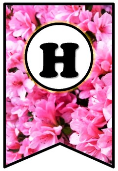 Preview of Pink Flowers, Pennant Banner Bulletin Board Letters, Spring Alphabet Decor
