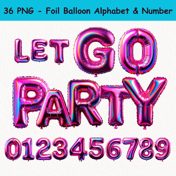 Preview of Pink Foil Balloon Alphabet Number Clipart Font Letters Headings Bulletin Board