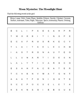Preview of Pink Full Moon: A Lunar Word Search No Prep Print & Easel