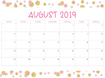 Pink & Gold Calendars (2019-2020) by Middle School ...