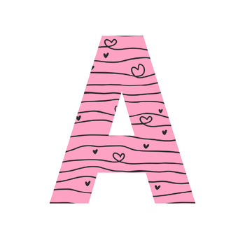 Preview of Pink Heart Doodle Print | A-Z 0-9 Decor | Bulletin Board | Letters Numbers