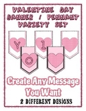 Pink Hearts Valentine Day Banner Chevron Bundle Letters an