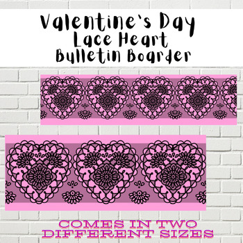 Preview of Pink Lace Heart Valentine's Day Bulletin Boarder | Love Theme | Vintage Theme