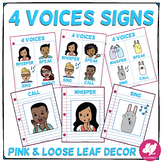 Blue, Pink, & Loose Leaf Music Classroom Decor: 4 Voices A