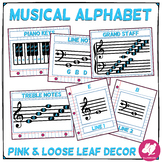Pink & Loose Leaf Music Classroom Decor: Musical Alphabet,