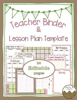 Preview of Pink Mint Teacher Binder/Lesson Plan Template- EDITABLE