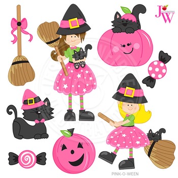 pink witch clip art