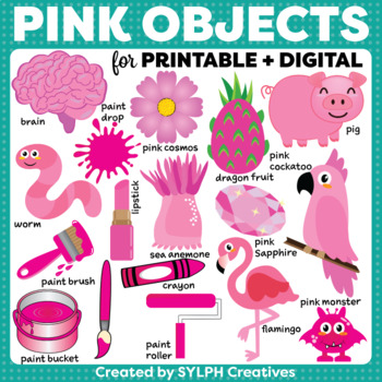 Pink Objects Moveable ClipArt for ESL Activities