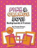 Pink & Orange Polka Dots Frames, Borders, Backgrounds Clip Art