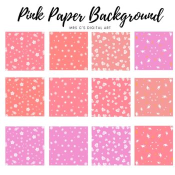 Preview of Pink Paper Background | Valentine Background | Star Flowers and Heart Background
