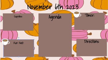 Preview of Pink Pumpkin Fall Daily Agenda Slide