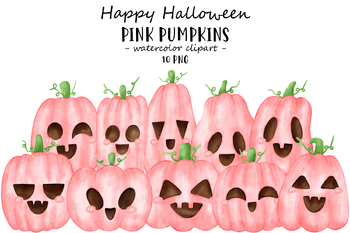 Preview of Pink Pumpkin Halloween Clipart, Pumpkins Clipart, Pink Halloween Clipart