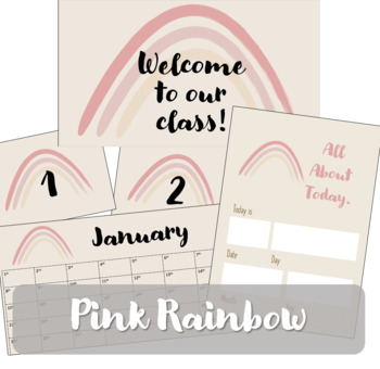 Preview of Pink Rainbow Bundle (Welcome Poster, All About Today, Calendar, Numbers 1-100)