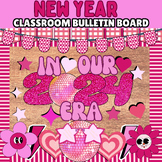 Pink Retro New Year Bulletin Board Kit Decor,  New Year Cl