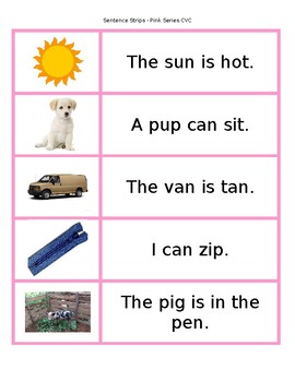 Pink Series CVC Sentence Matching by Montessori Garden | TpT