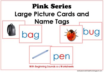 Preview of Pink Series Large Picture Cards and Name Tags