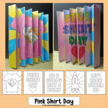 Preview of Pink Shirt Day Activities Anti Bullying Craft Agamograph Coloring Page Board Art