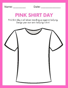 Preview of Pink Shirt Day/Anti-Bullying Worksheets & Colouring Pages