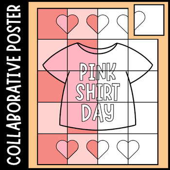 Preview of Pink Shirt Day Collaborative Coloring Poster • Pink Shirt Day Art Activities