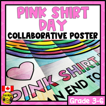Preview of Pink Shirt Day Collaborative Poster | Elementary Art Activity | Colouring