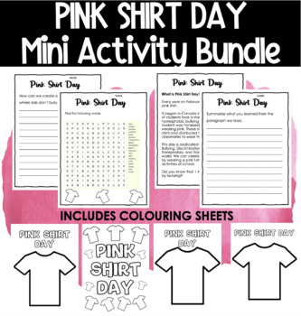 Preview of Pink Shirt Day | Mini Bundle | Anti-Bullying Worksheets and Coloring Pages