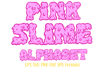 Preview of Pink Slime Alphabet Letters Numbers Cartoon Font Lettering