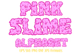 Pink Slime Alphabet Letters Numbers Cartoon Font Lettering