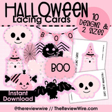 Pink Themed Halloween Lacing Cards for Preschoolers Fine M