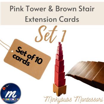 Preview of Pink Tower and Brown Stair Extension Cards Set 1 - Print & Go!