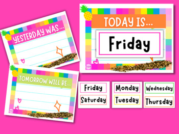 Preview of Pink/Tropical Theme Today is..Days Of The Week Calendar Set