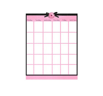 Preview of Pink and Black Polka Daisy Blank Calendar Page