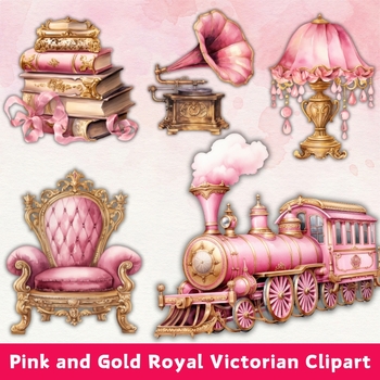Preview of Pink and Gold Royal Victorian Clipart