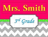 Chevron Teacher's Name Sign Pink and Green