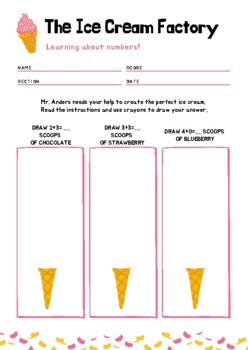 Preview of Pink and Yellow Confetti Ice Cream Math Games Worksheet