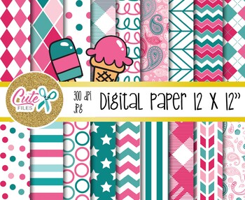 Download Pink and teal Digital Paper by Cute Files | Teachers Pay ...