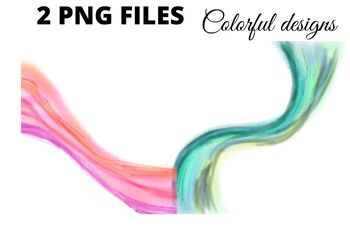 Preview of Pink blue green watercolor png clipart