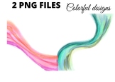 Pink blue green watercolor png clipart