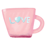 Pink coffee mug with love message, valentine day.