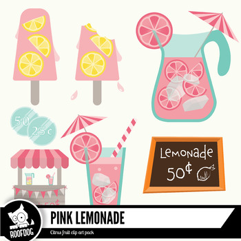 Pink lemonade stand digital clipart by Roofdog Designs | TpT
