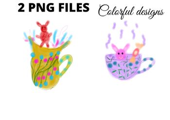 Preview of Pink orange cup watercolor png clipart pastel