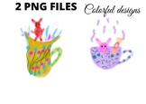Pink orange cup watercolor png clipart pastel
